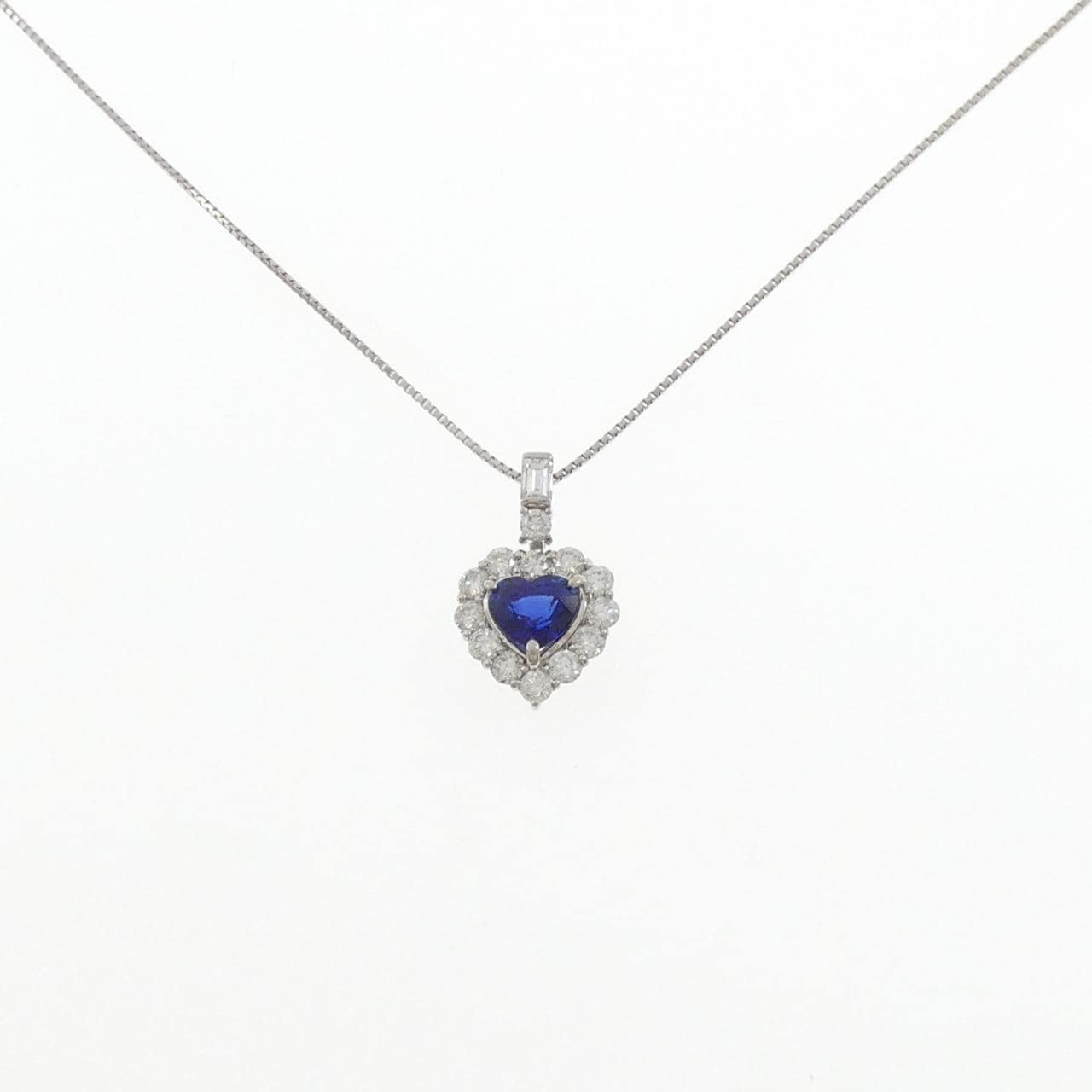 PT900/PT850 ハート サファイヤ ネックレス 1.29CT