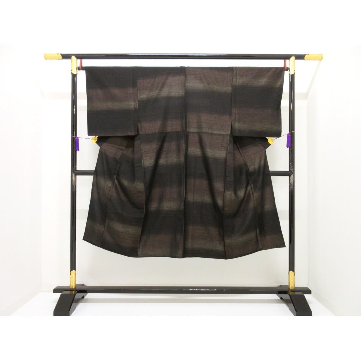 男物　単衣　縞大島紬