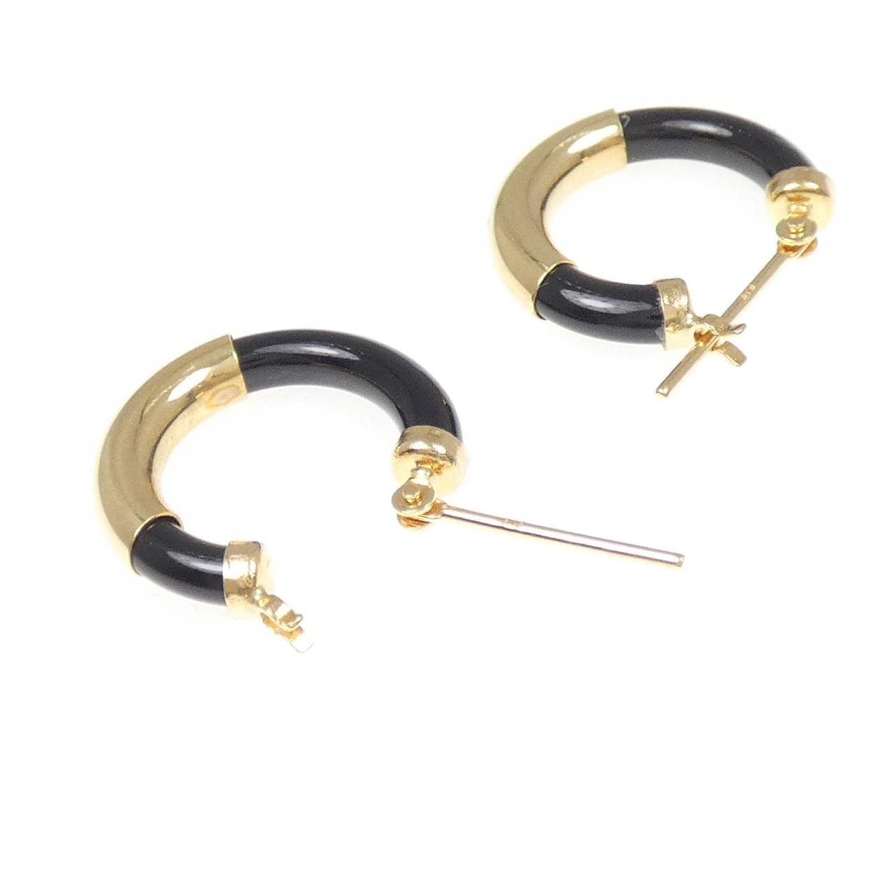 [新品] K18YG黑瑪瑙耳環