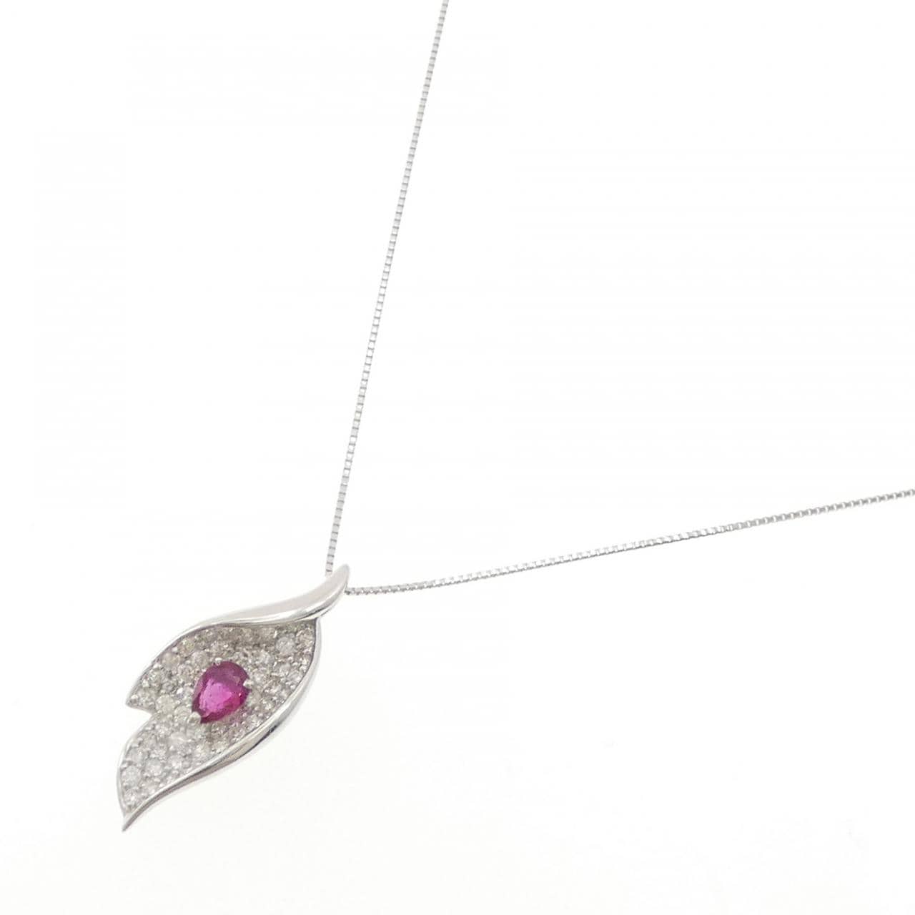 K18WG ルビー ネックレス 0.50CT