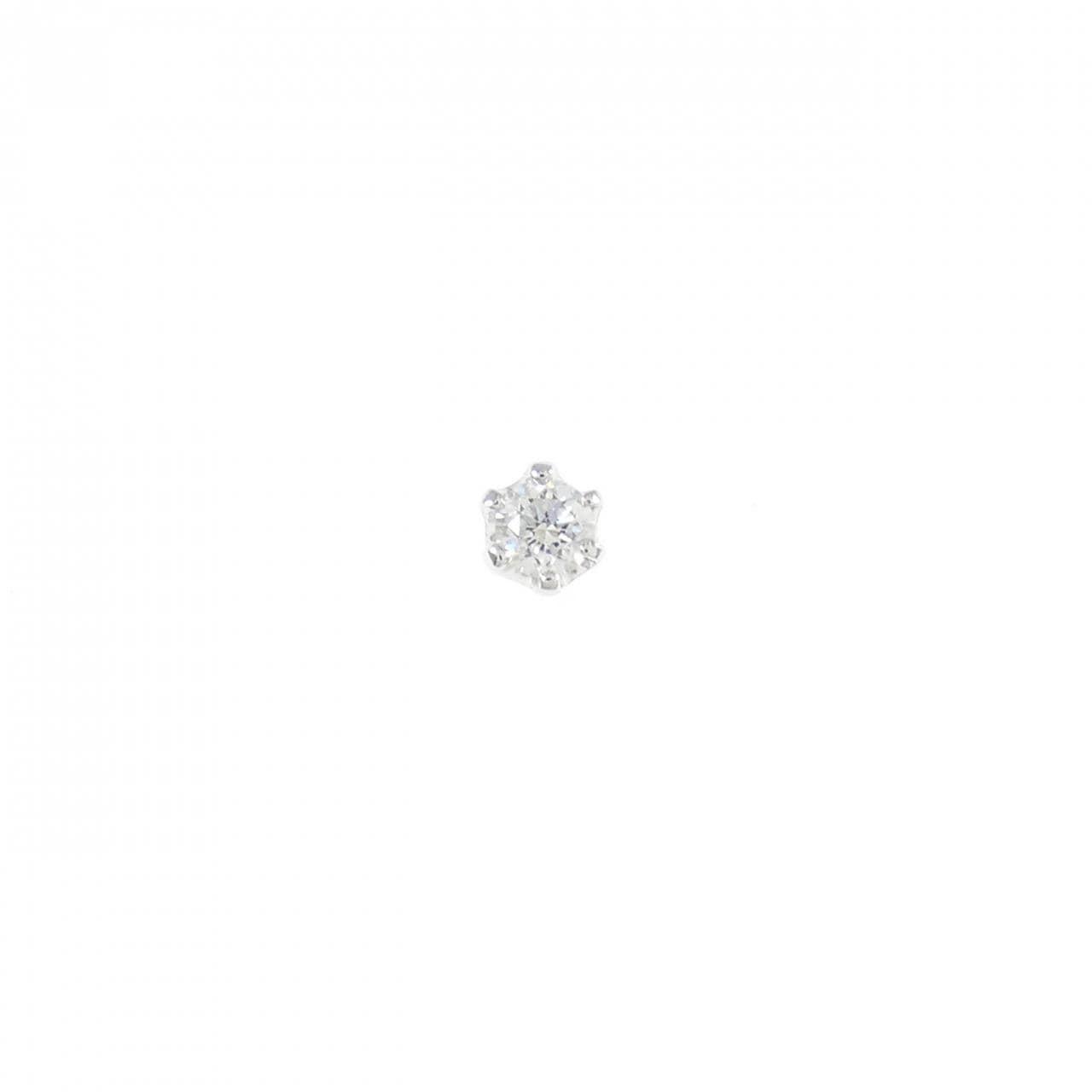 PT900/K18WG ソリティア ダイヤモンド ピアス 片耳