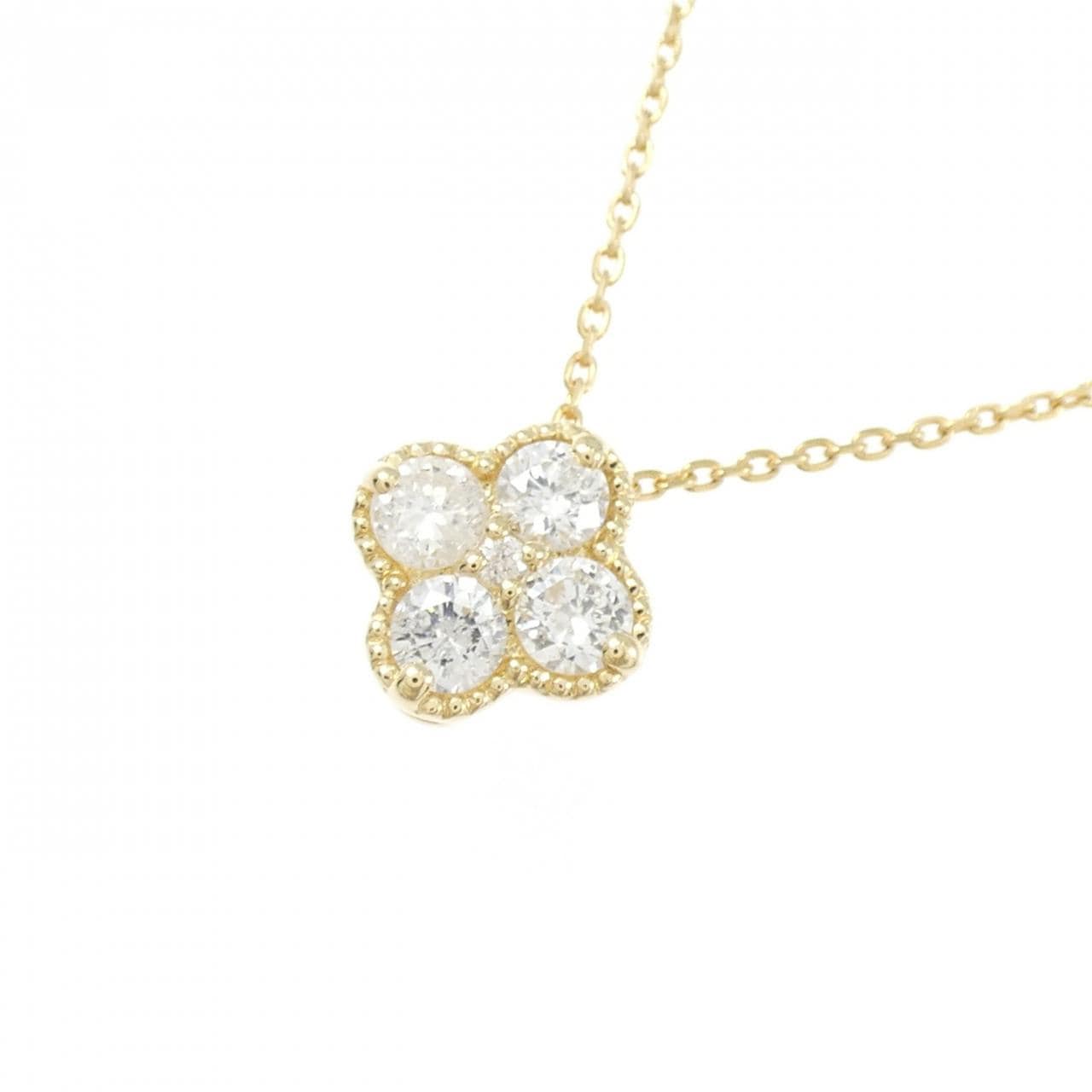 K18YG フラワー ダイヤモンド ネックレス 0.33CT