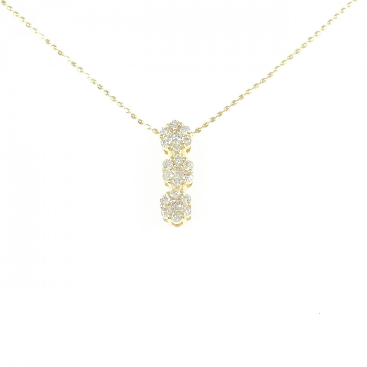 K18YG フラワー ダイヤモンド ネックレス 0.32CT