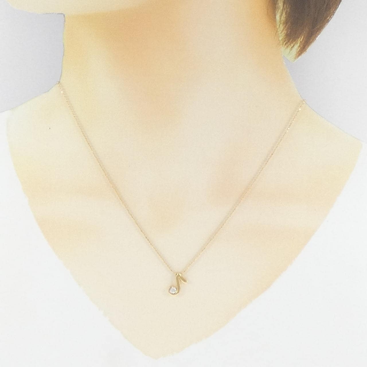 K18YG 音符 ダイヤモンド ネックレス 0.12CT