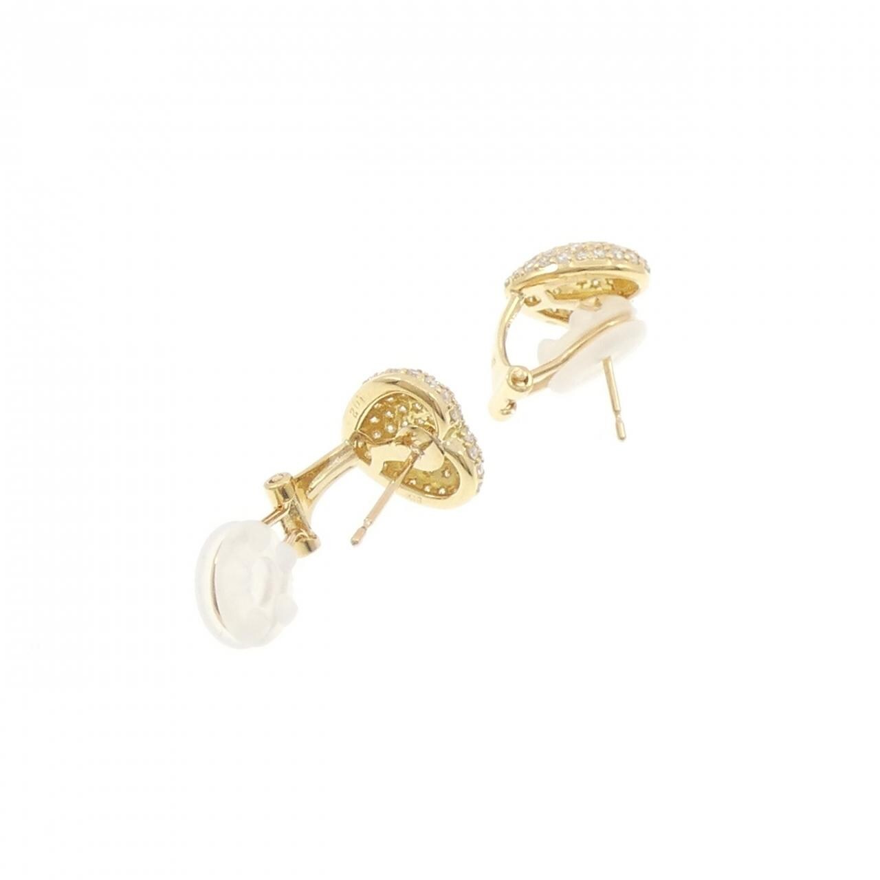 K18YG Heart x Pave Diamond Earrings 1.02CT
