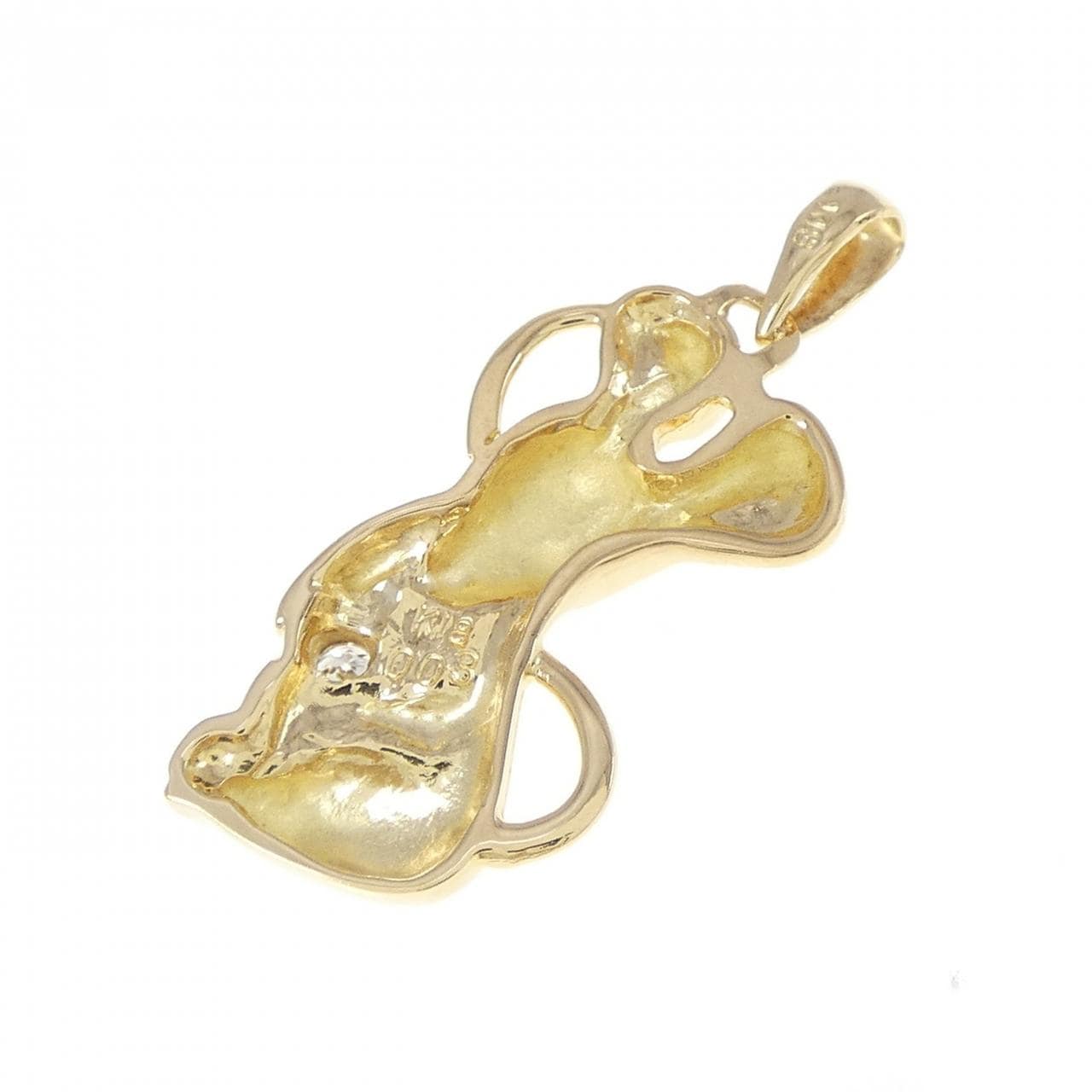 K18YG Mouse Diamond Pendant 0.03CT
