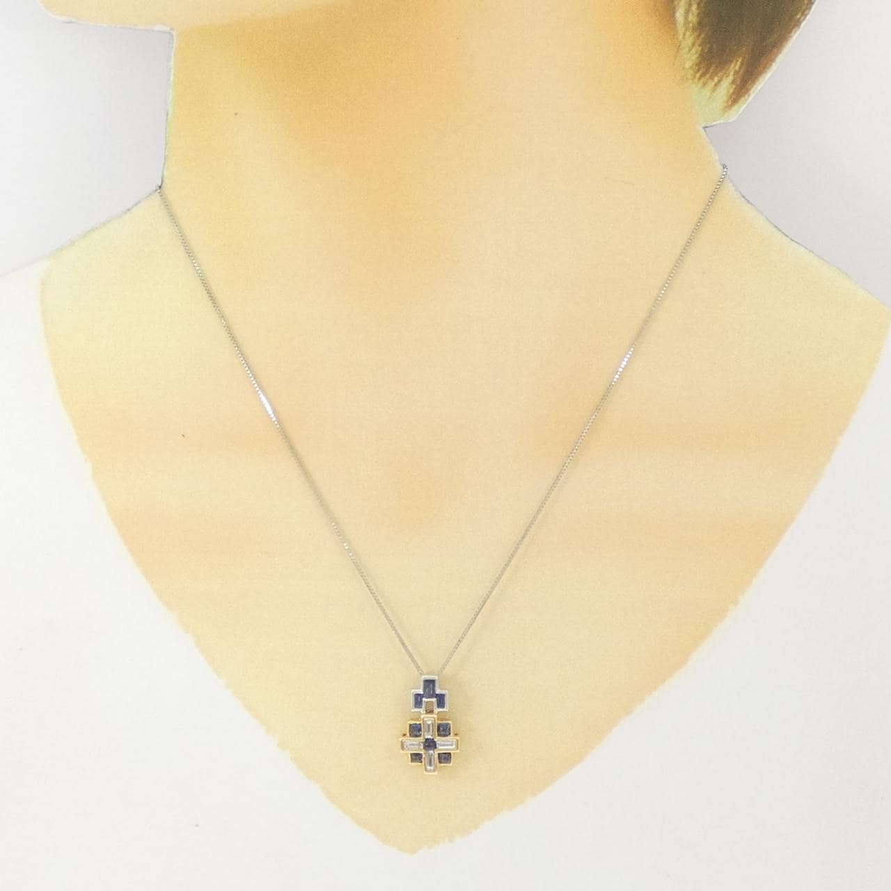 K18YG/PT900/PT850 サファイヤ ネックレス 0.90CT