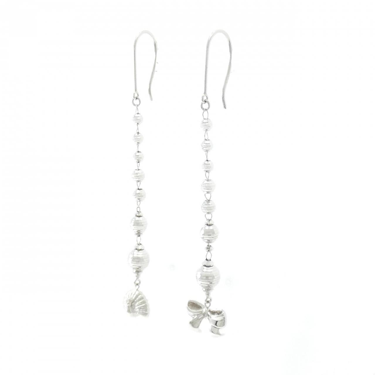 PT900 リボン×バード ダイヤモンド ピアス