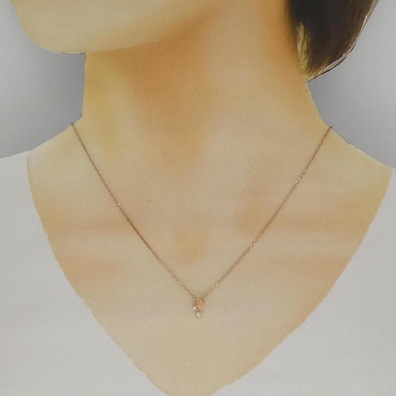 K10PG ローズ ダイヤモンド ネックレス 0.04CT
