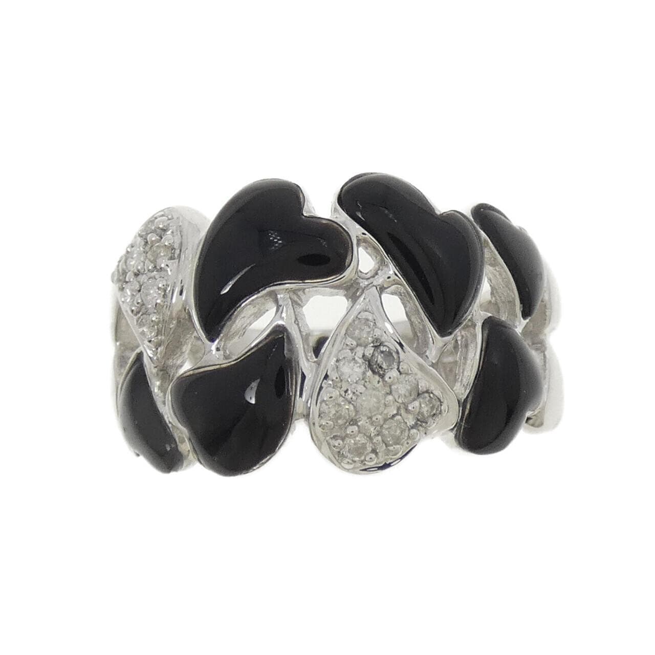 K18WG ハート オニキス リング