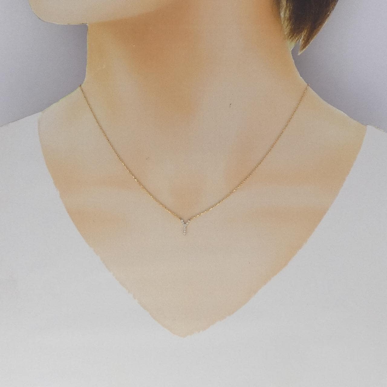 K18YG イニシャルY ダイヤモンド ネックレス 0.05CT