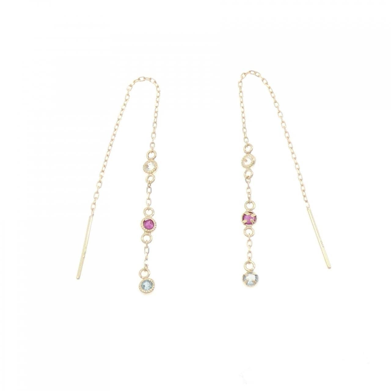 K14YG カラーストーン ピアス