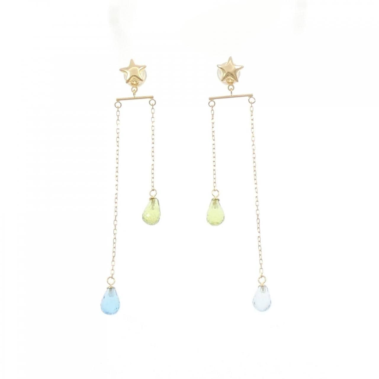 750YG/K18YG スター ブルートパーズ ピアス