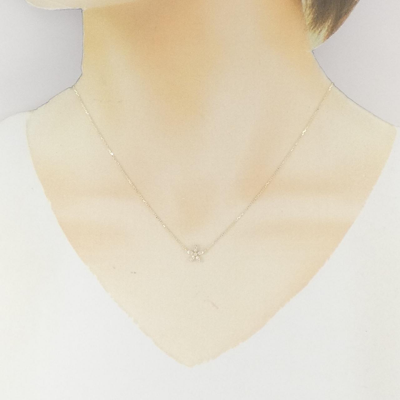 【リメイク】K10YG フラワー ダイヤモンド ネックレス 0.10