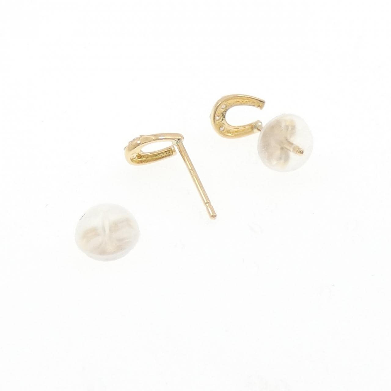 K18YG ホースシュー ダイヤモンド ピアス