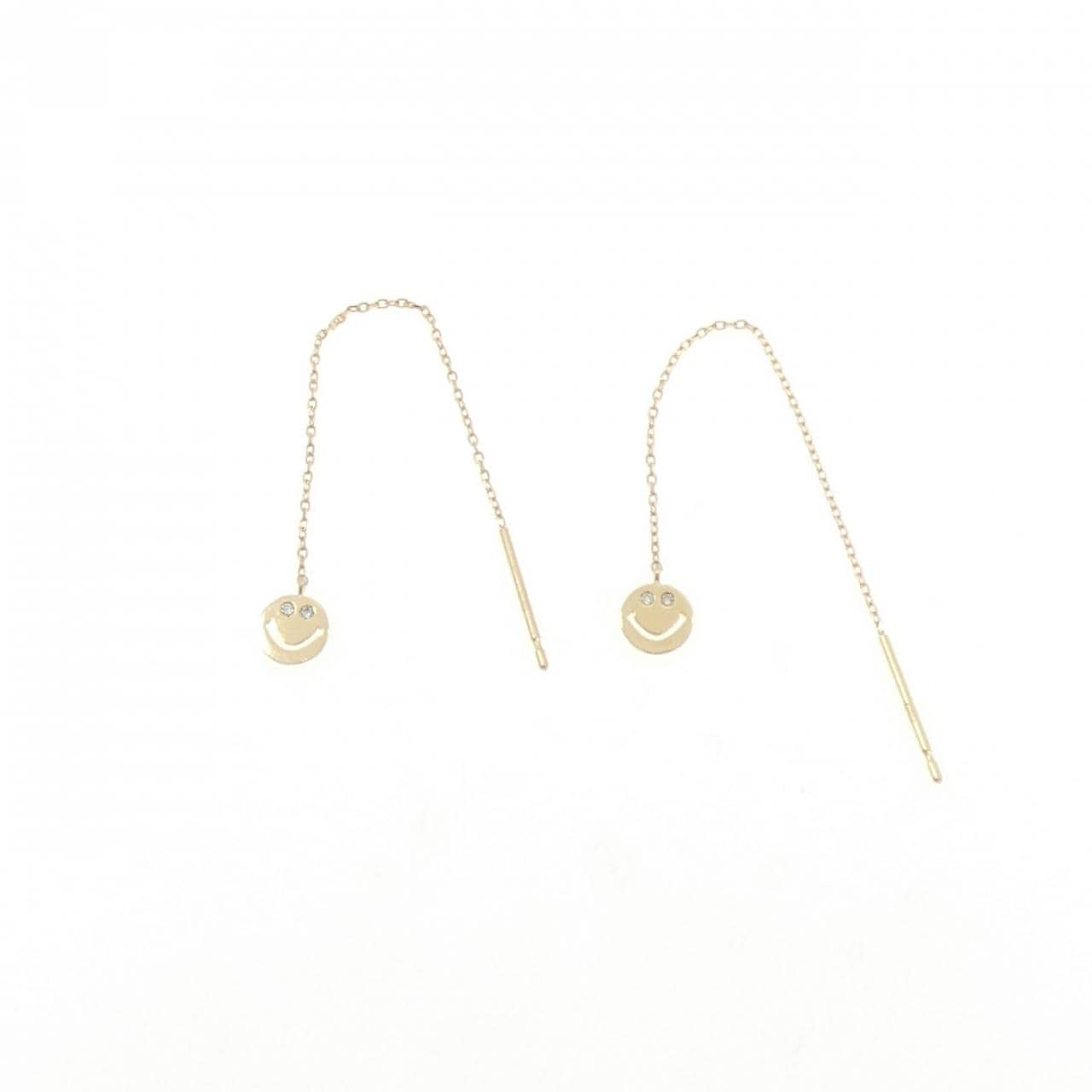 K18YG スマイル ダイヤモンド ピアス 0.016CT