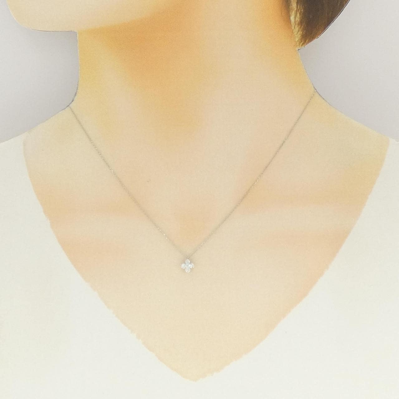 PT900/PT850 フラワー ダイヤモンド ネックレス 0.18CT