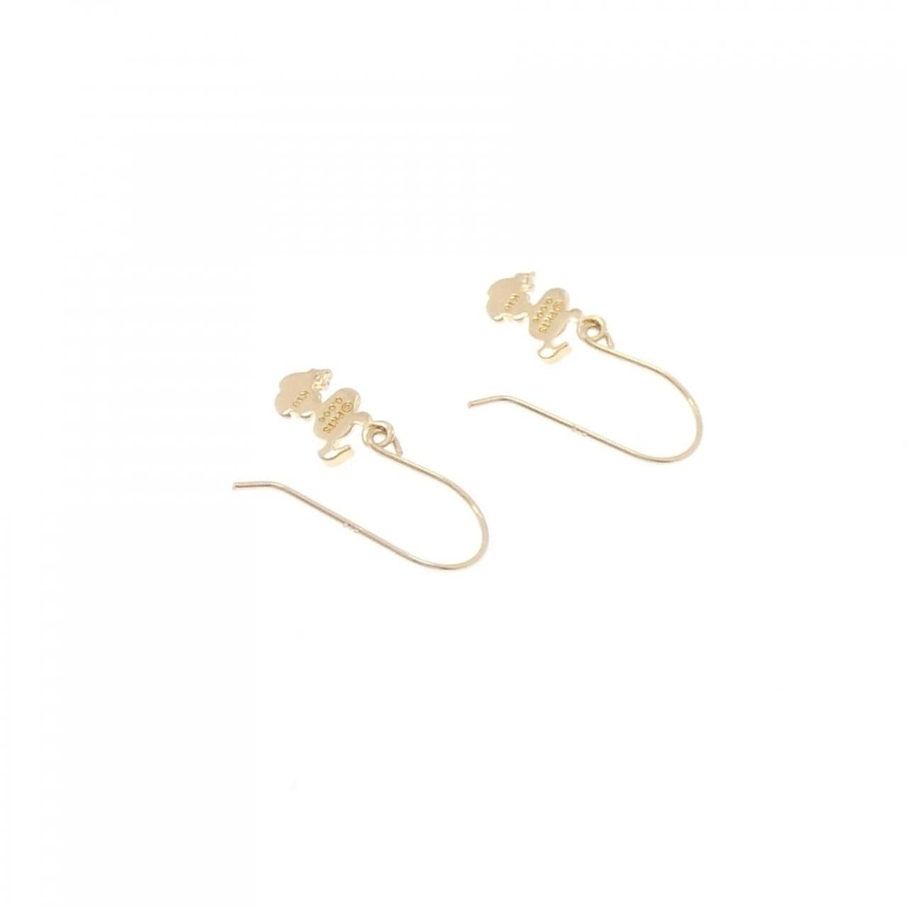 K18YG スヌーピー ダイヤモンド ピアス 0.012CT