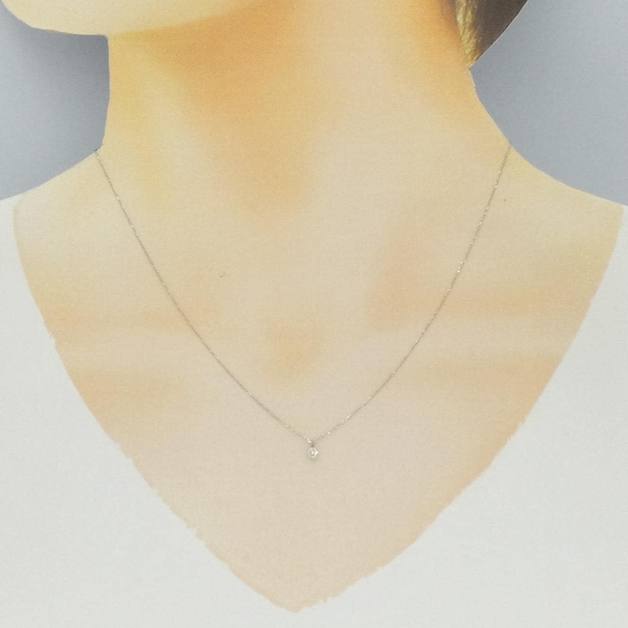 PT900/PT850 ソリティア ダイヤモンド ネックレス 0.07CT