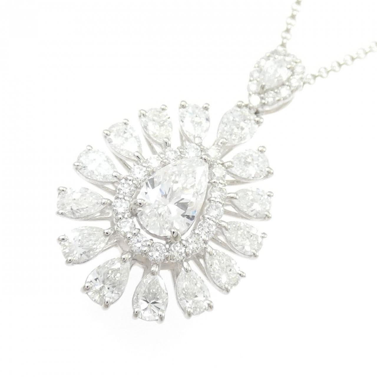 PT900/PT850 ダイヤモンド ネックレス 0.587CT G I1 ペアシェイプ