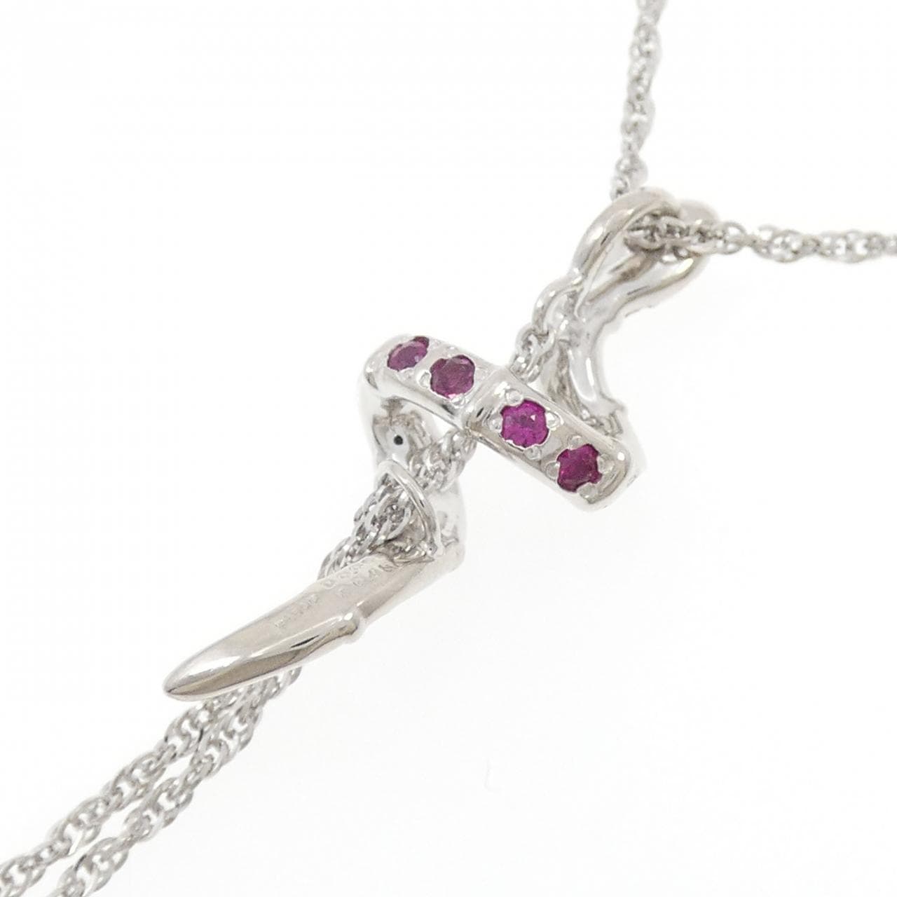 PT900/PT850 スネーク ルビー ネックレス 0.43CT