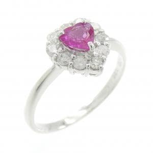 K18WG ハート ルビー リング 0.25CT