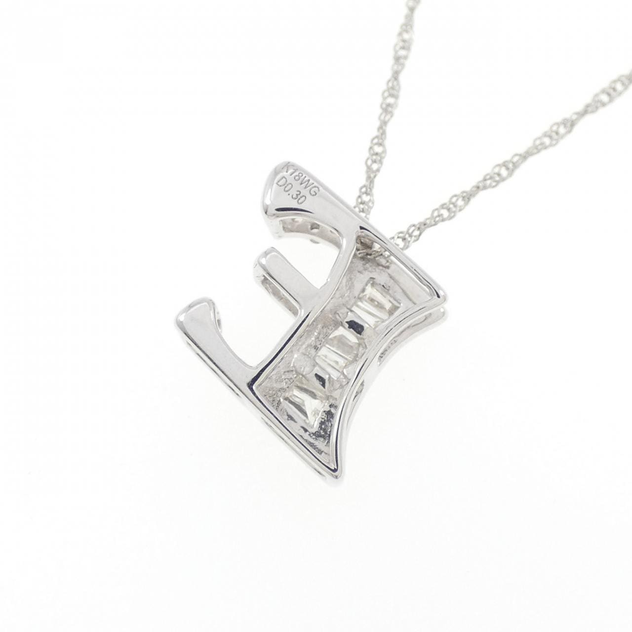 K18WG/PT850 ダイヤモンド ネックレス 0.30CT