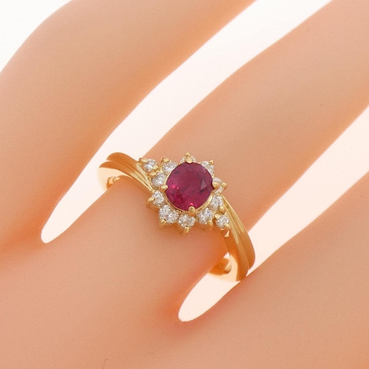 K18YG ルビー リング 0.53CT
