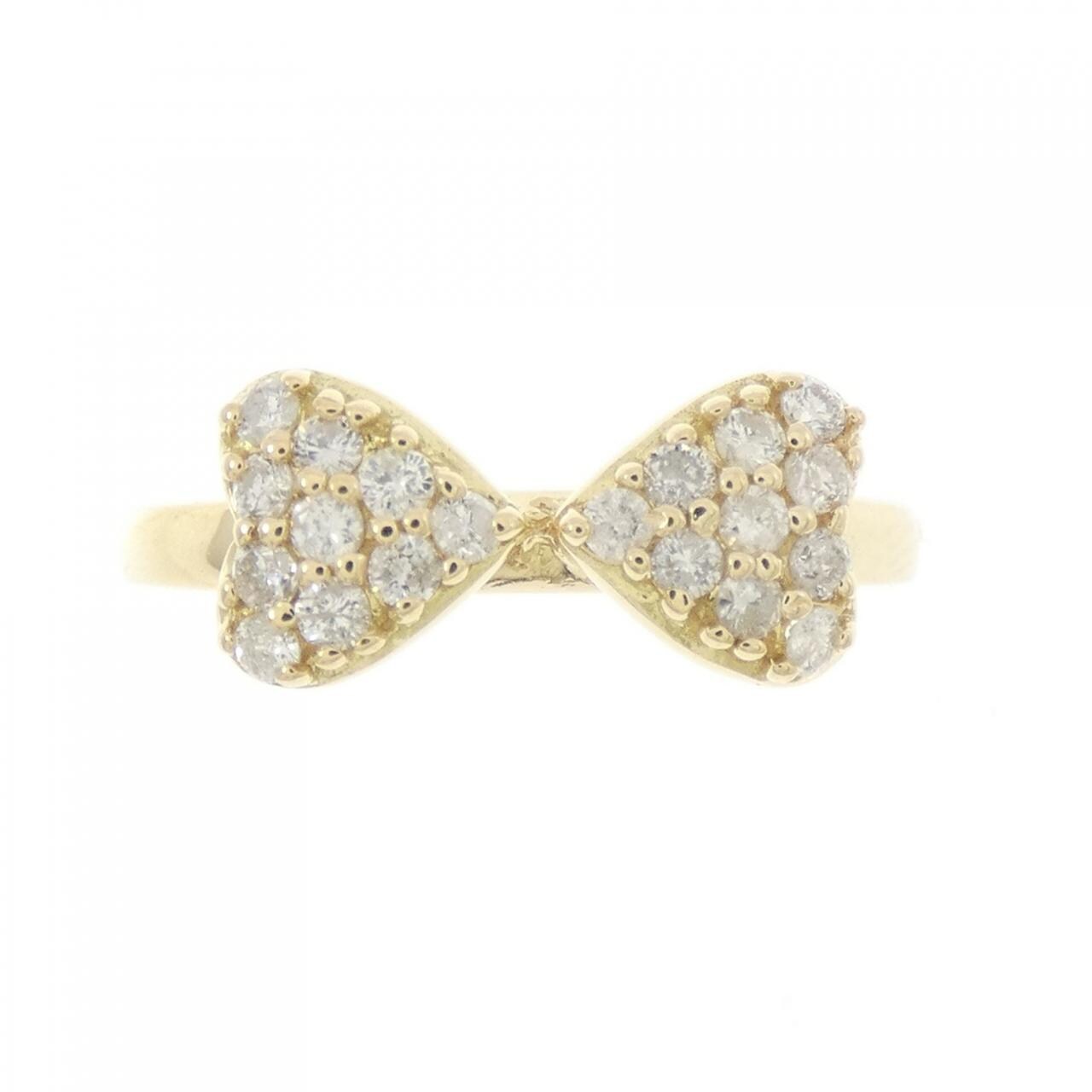 K18YG リボン ダイヤモンド リング 0.25CT