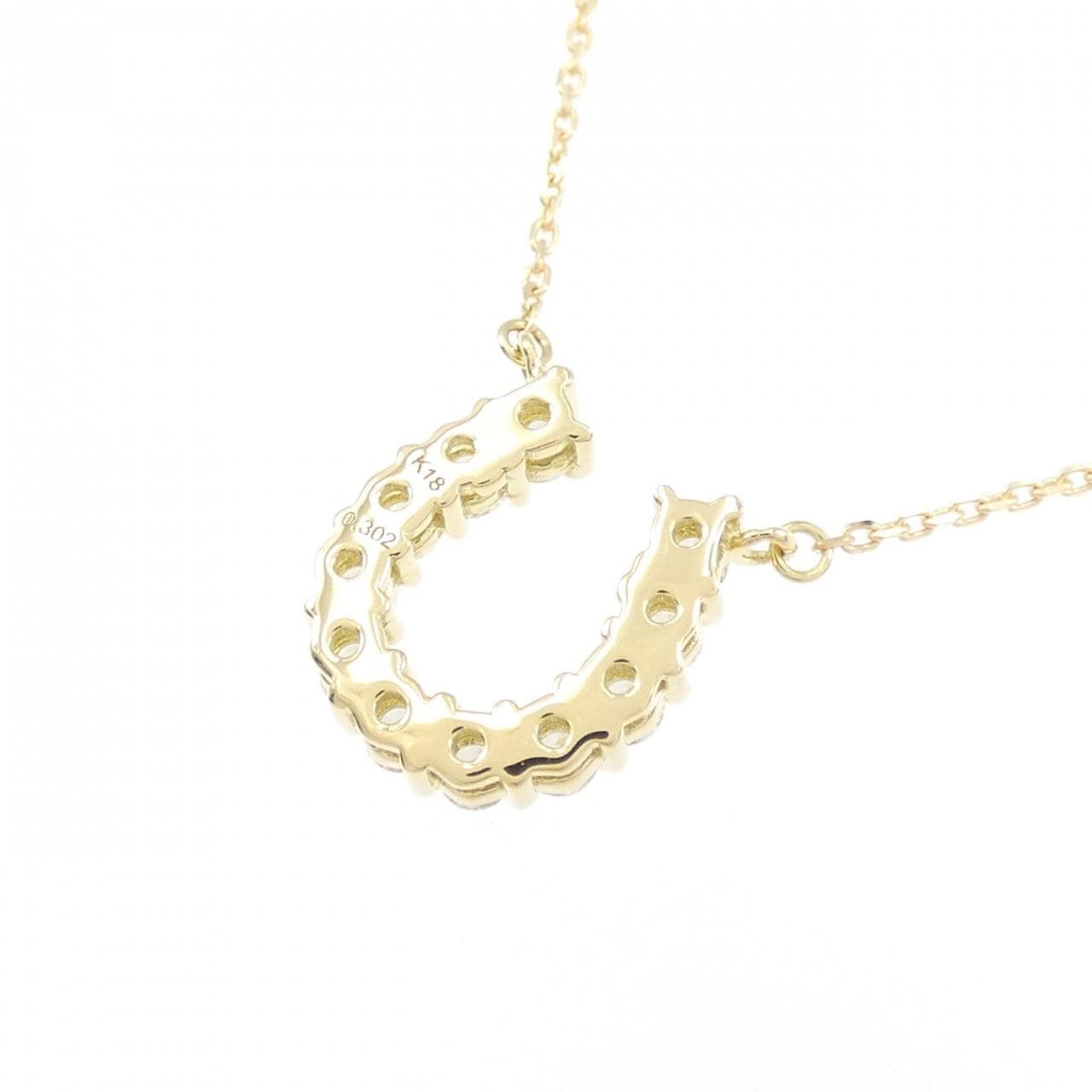 [BRAND NEW] K18YG Horseshoe Diamond Necklace 0.302CT