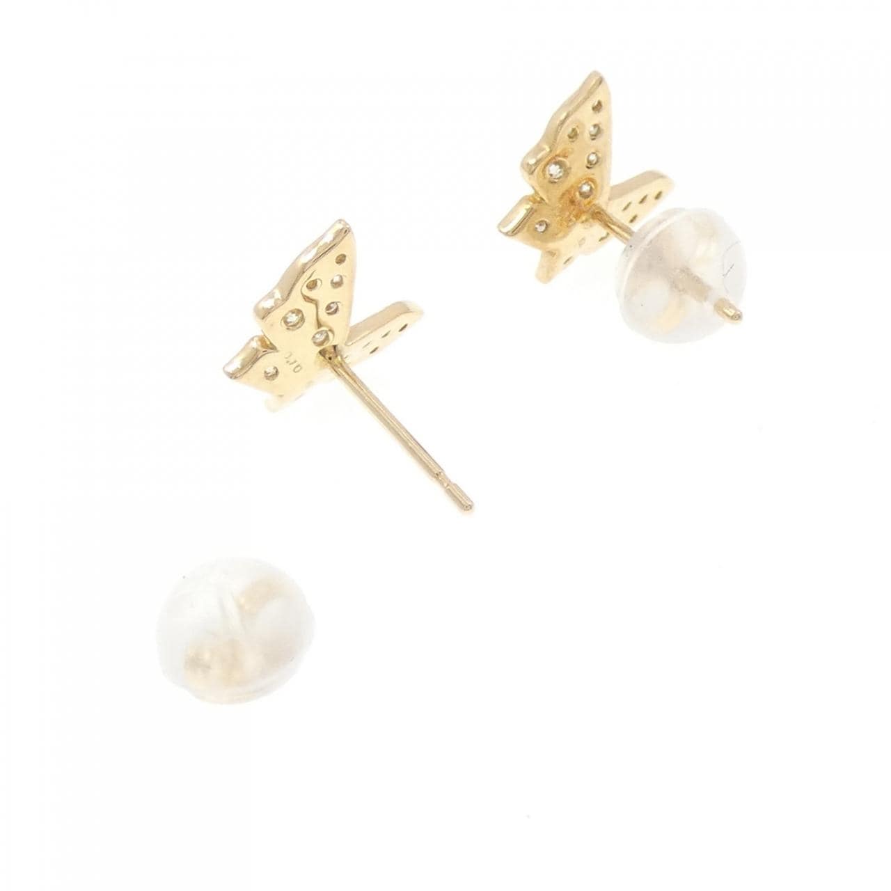 【新品】K18YG バタフライ ダイヤモンド ピアス 0.20CT