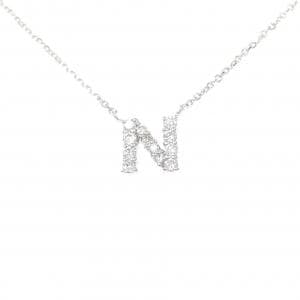 K18WG イニシャルN ダイヤモンド ネックレス 0.15CT