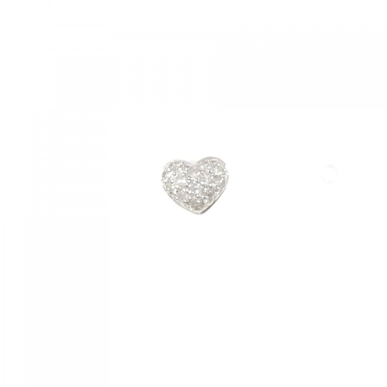 K14WG ハート パヴェ ダイヤモンド ピアス 0.10CT 片耳