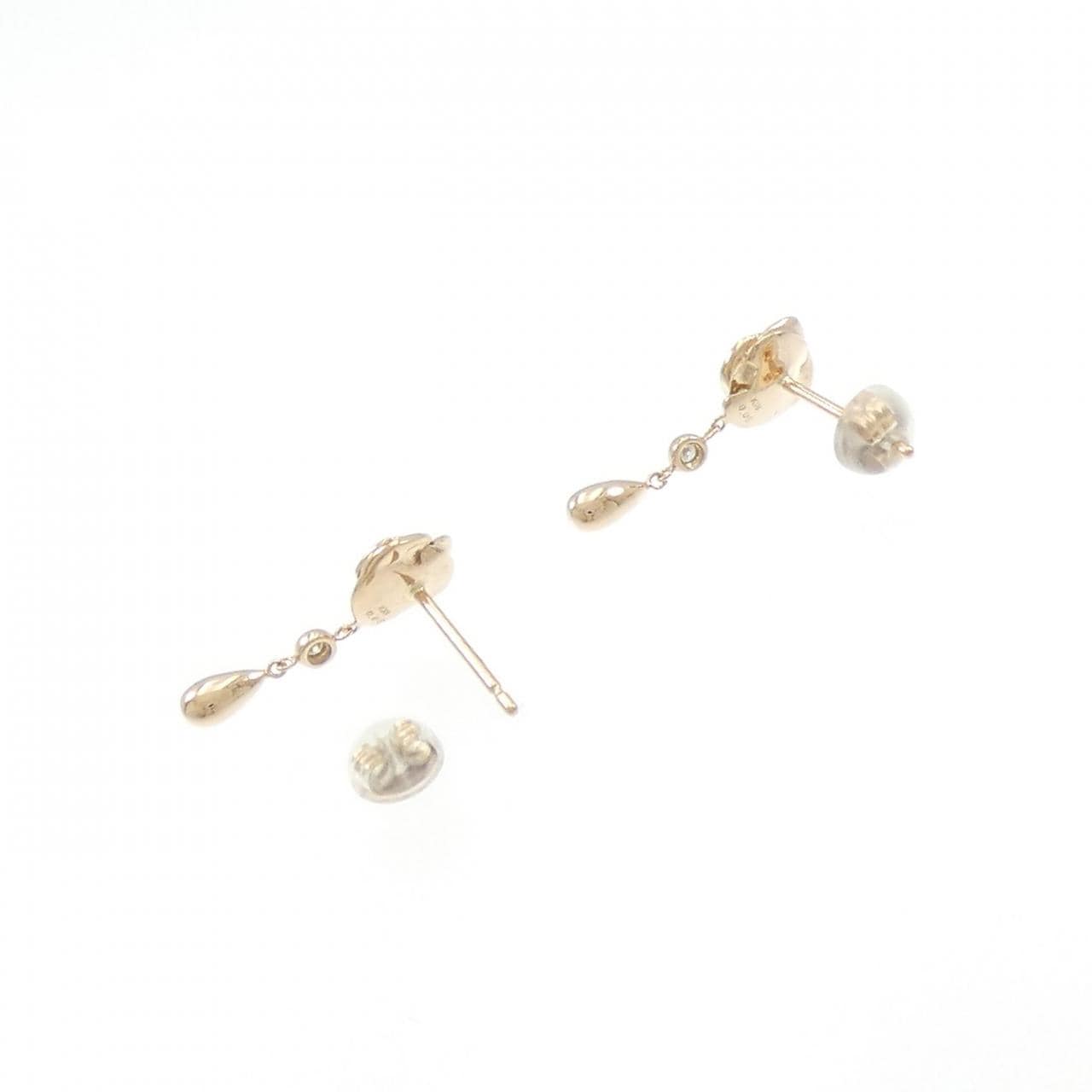 K18PG Rose Diamond Earrings 0.10CT