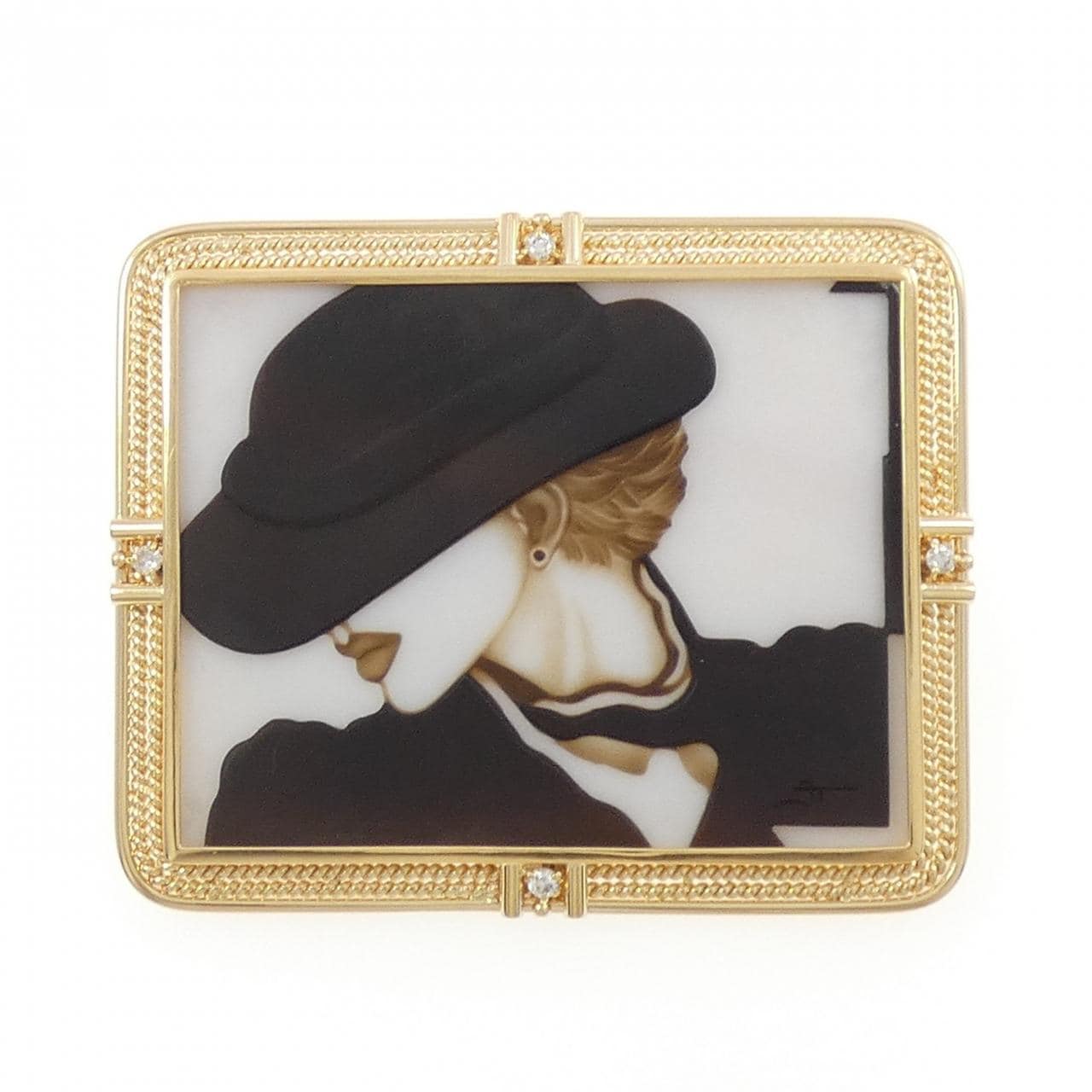 K18YG メノウカメオ ブローチ