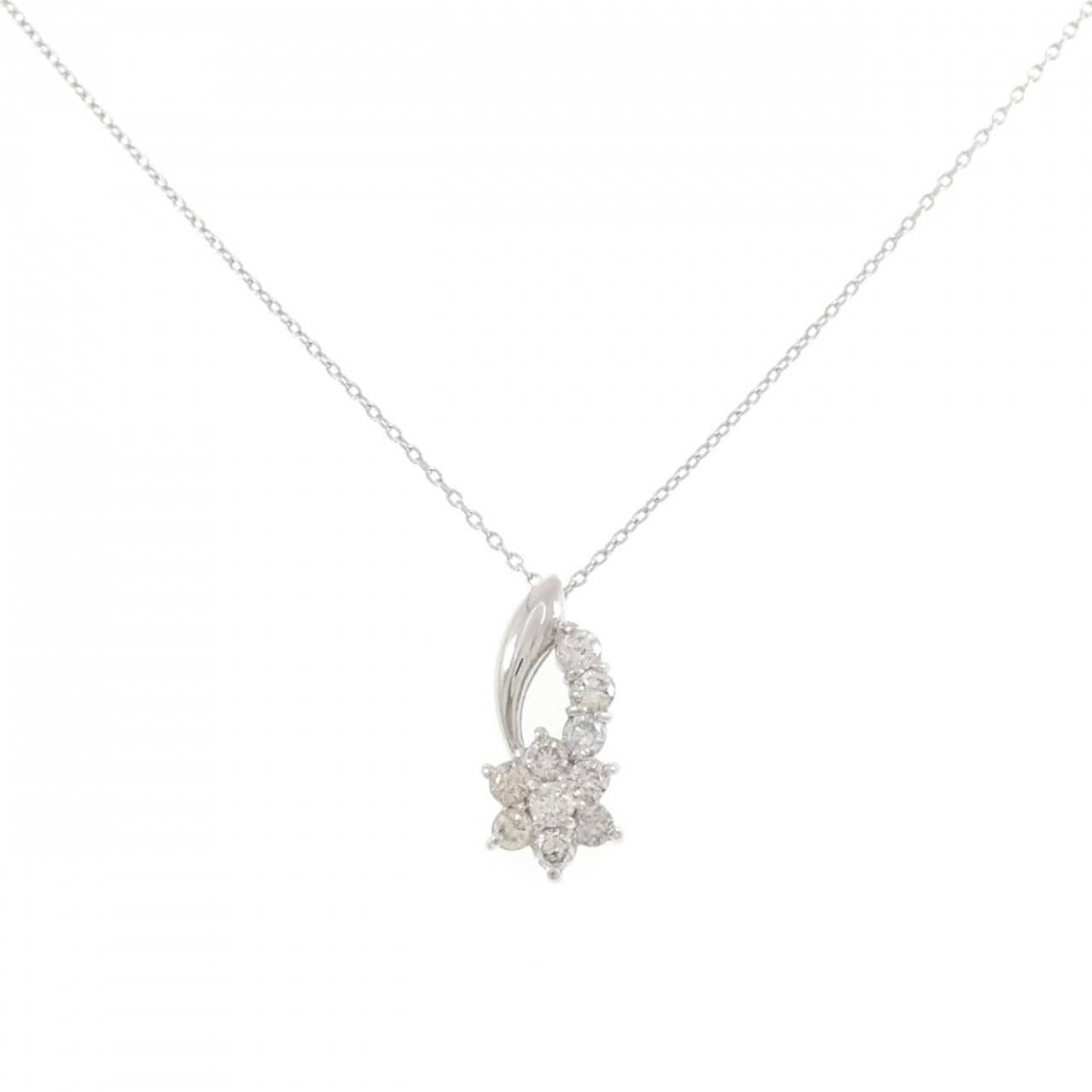 PT900/PT850 フラワー ダイヤモンド ネックレス 0.50CT