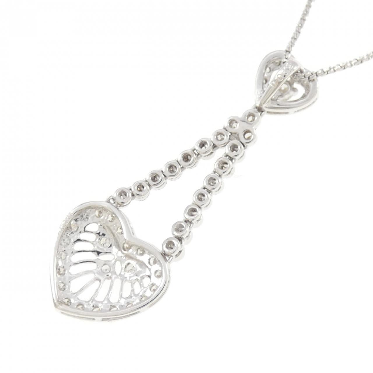 K18WG ハート ダイヤモンド ネックレス 0.52CT