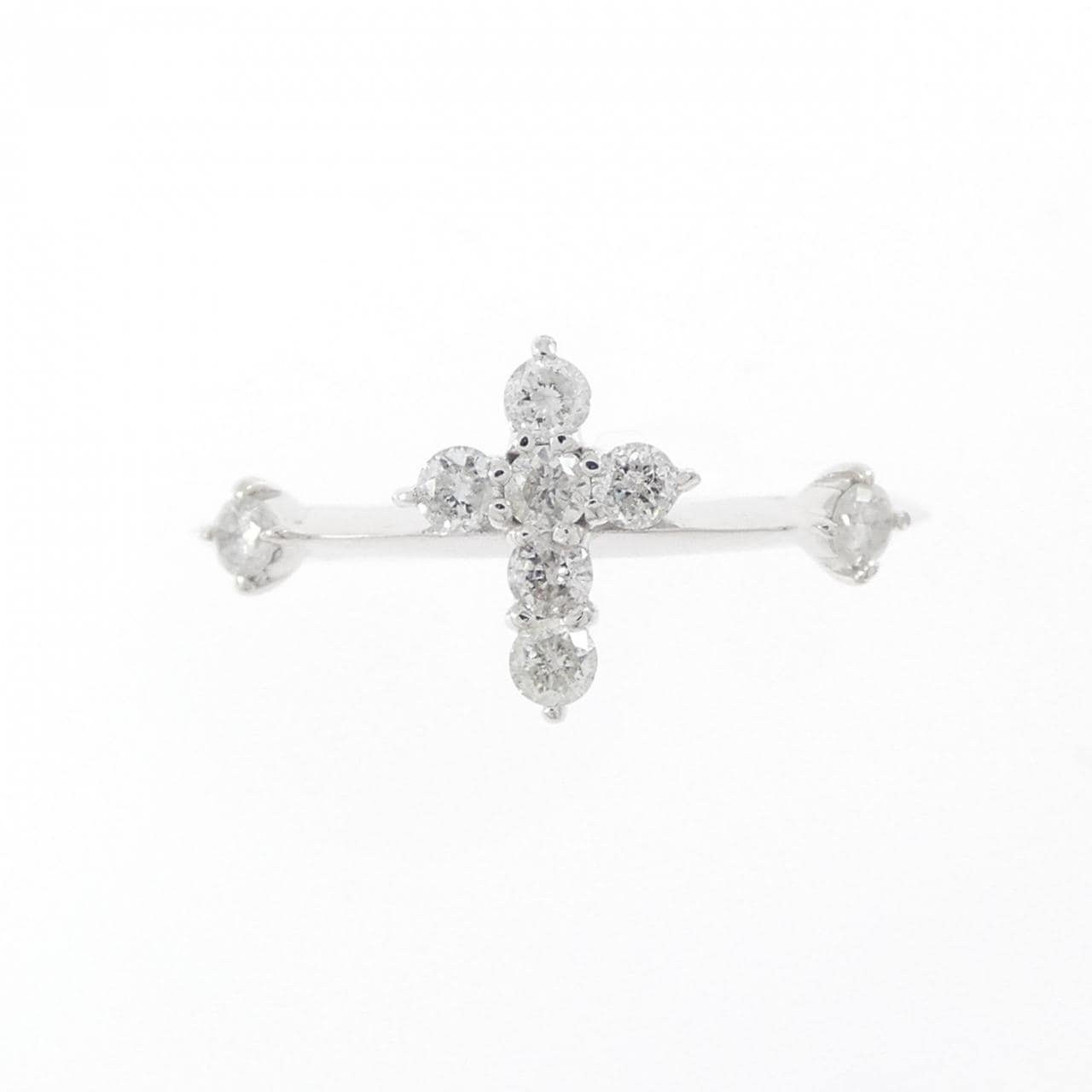 K18WG クロス ダイヤモンド リング 0.2CT