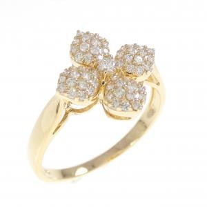 K18YG フラワー ダイヤモンド リング 0.27CT