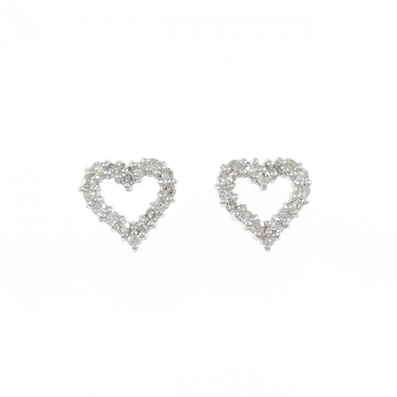 K18WG ハート ダイヤモンド ピアス 0.20CT
