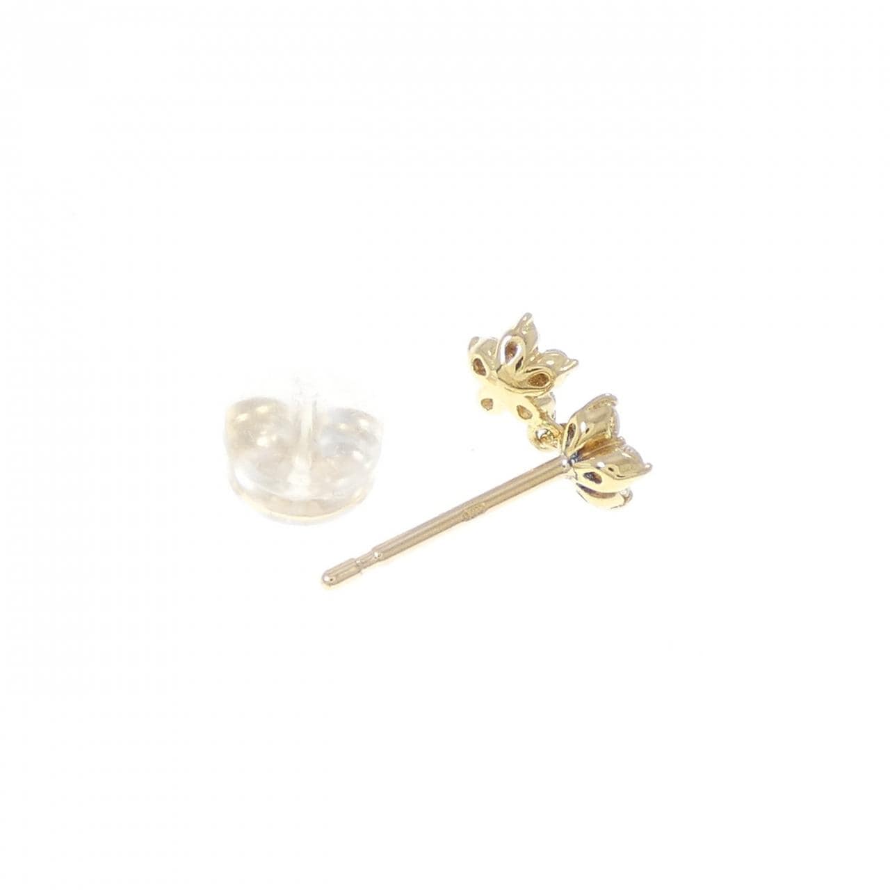 K18YG フラワー ダイヤモンド ピアス 0.09CT 片耳