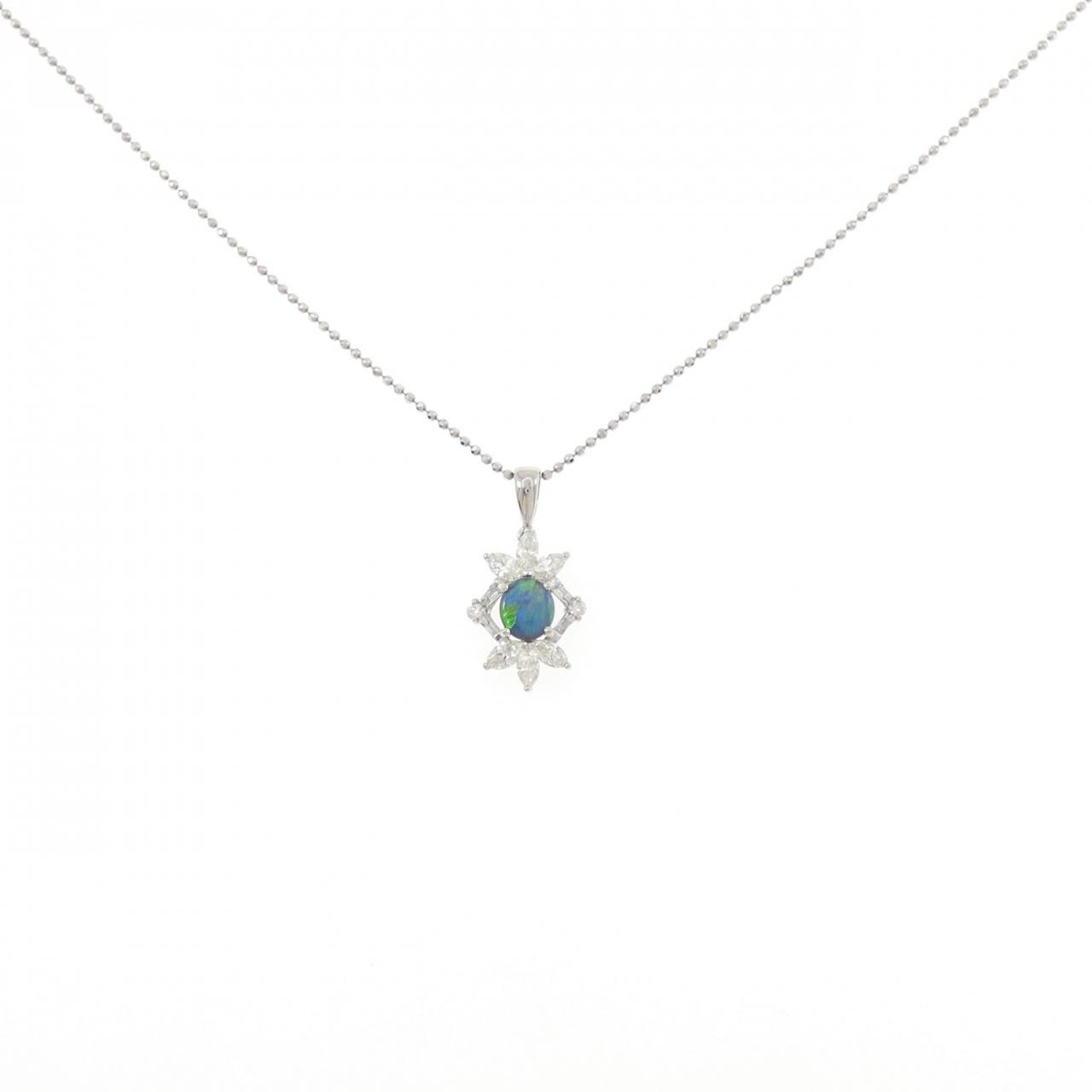 PT900/PT850 ブラックオパール ネックレス 0.68CT