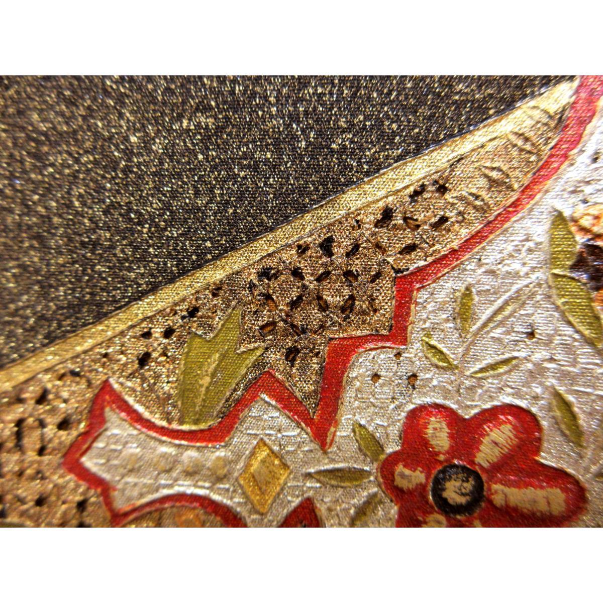 袋帯　染帯　刺繍入り　金彩加工