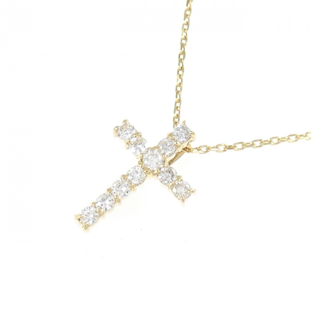 K18YG クロス ダイヤモンド ネックレス 0.23CT