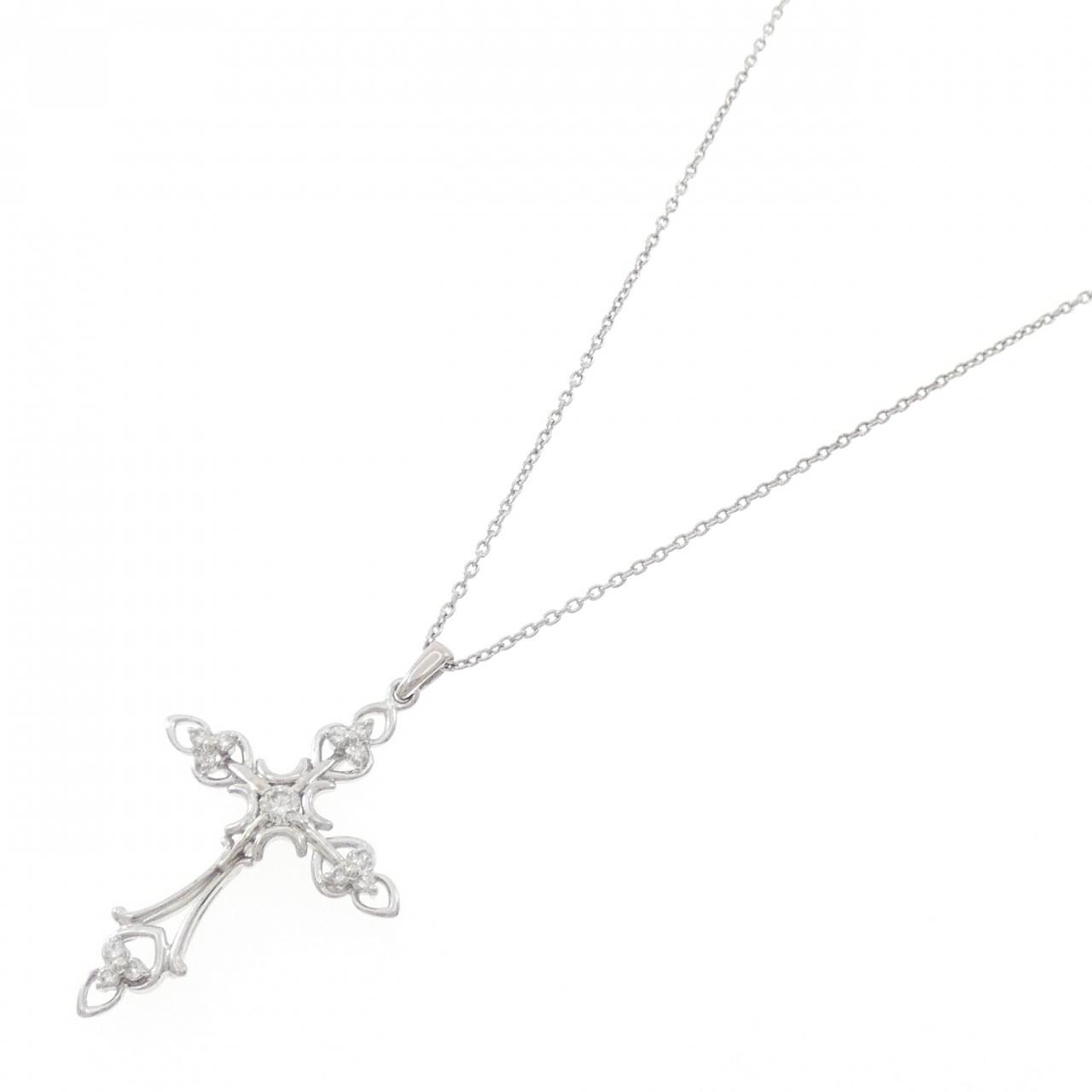 K18WG クロス ダイヤモンド ネックレス 0.30CT