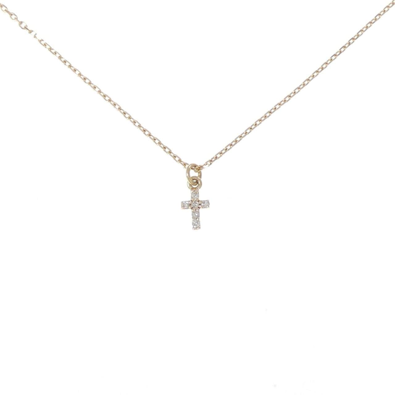 K10YG クロス ダイヤモンド ネックレス 0.033CT