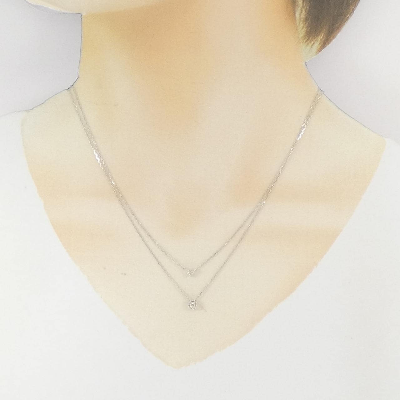 K10WG ハート ダイヤモンド ネックレス 0.03CT