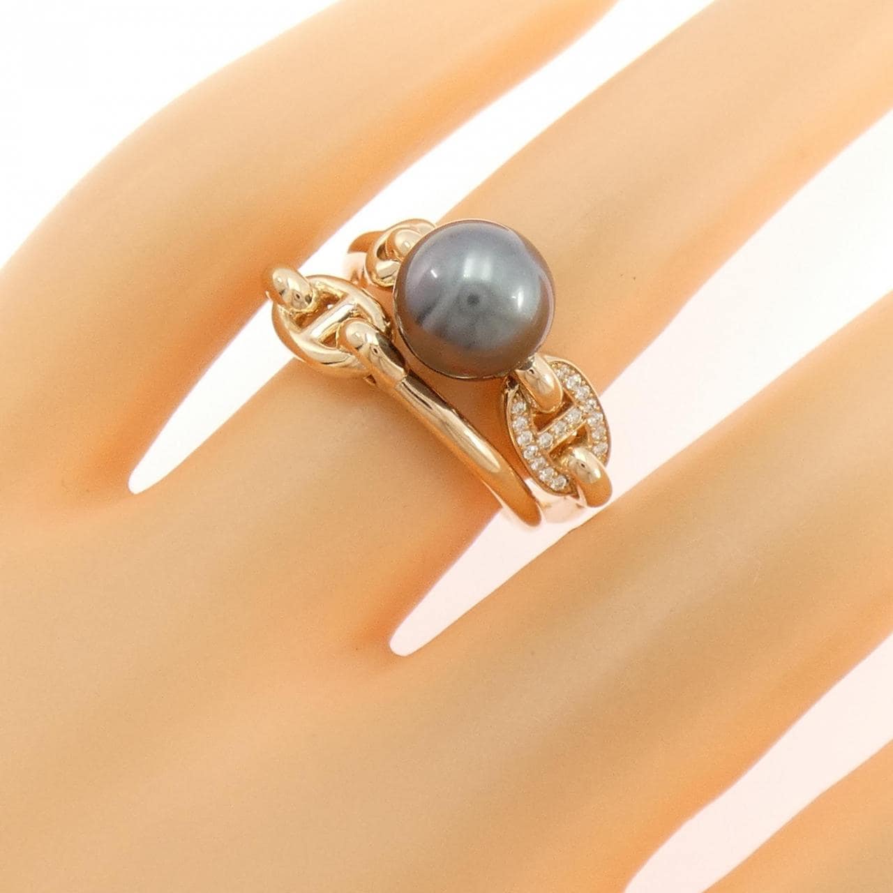 エルメス 黒蝶パール リング 8.5mm