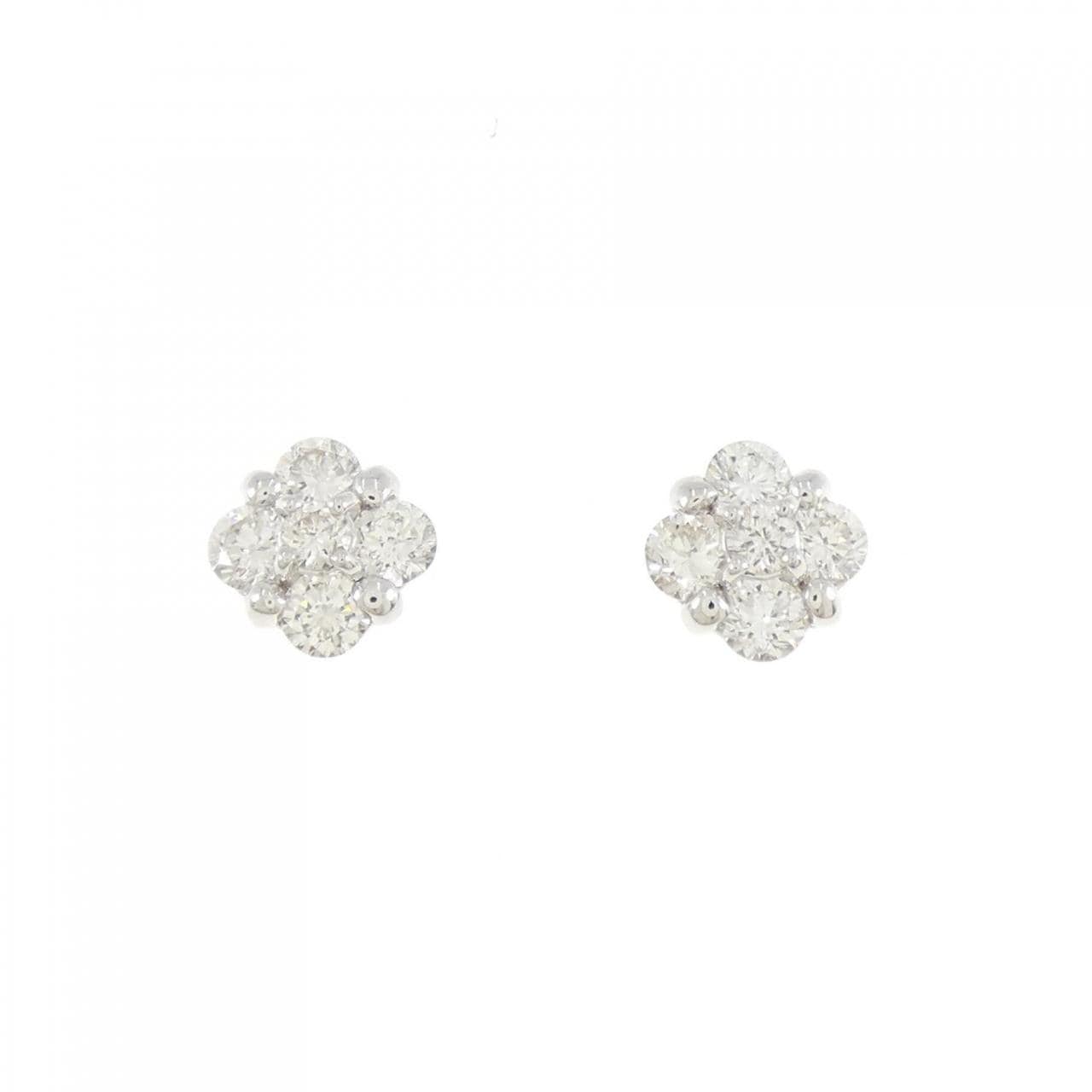 K18WG Flower Diamond Earrings 0.90CT