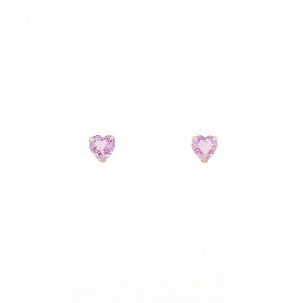 [BRAND NEW] K18PG Heart Sapphire Earrings 0.40CT